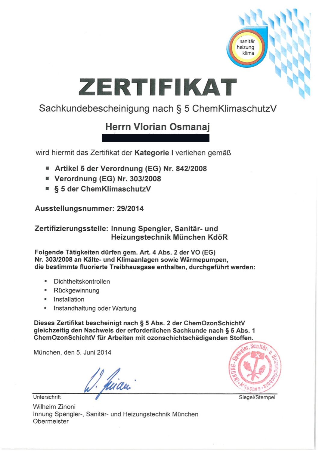 F-Gase Kategorie I · ChemKlimaschutzV · Kälte-, Klima- & Wärmepumpentechnik